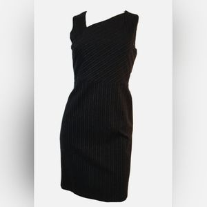 'Banana Republic Charcoal Pinstripe Shift Dress Asymmetrical Neckline
